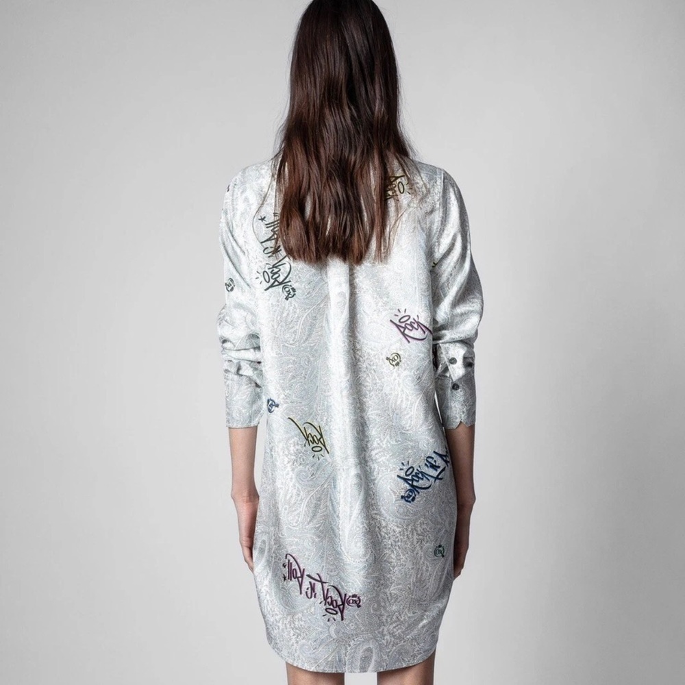 Zadig & Voltaire Rais Paisley Jormi Dress Tunic Shirt Top Small - Picture 4 of 9